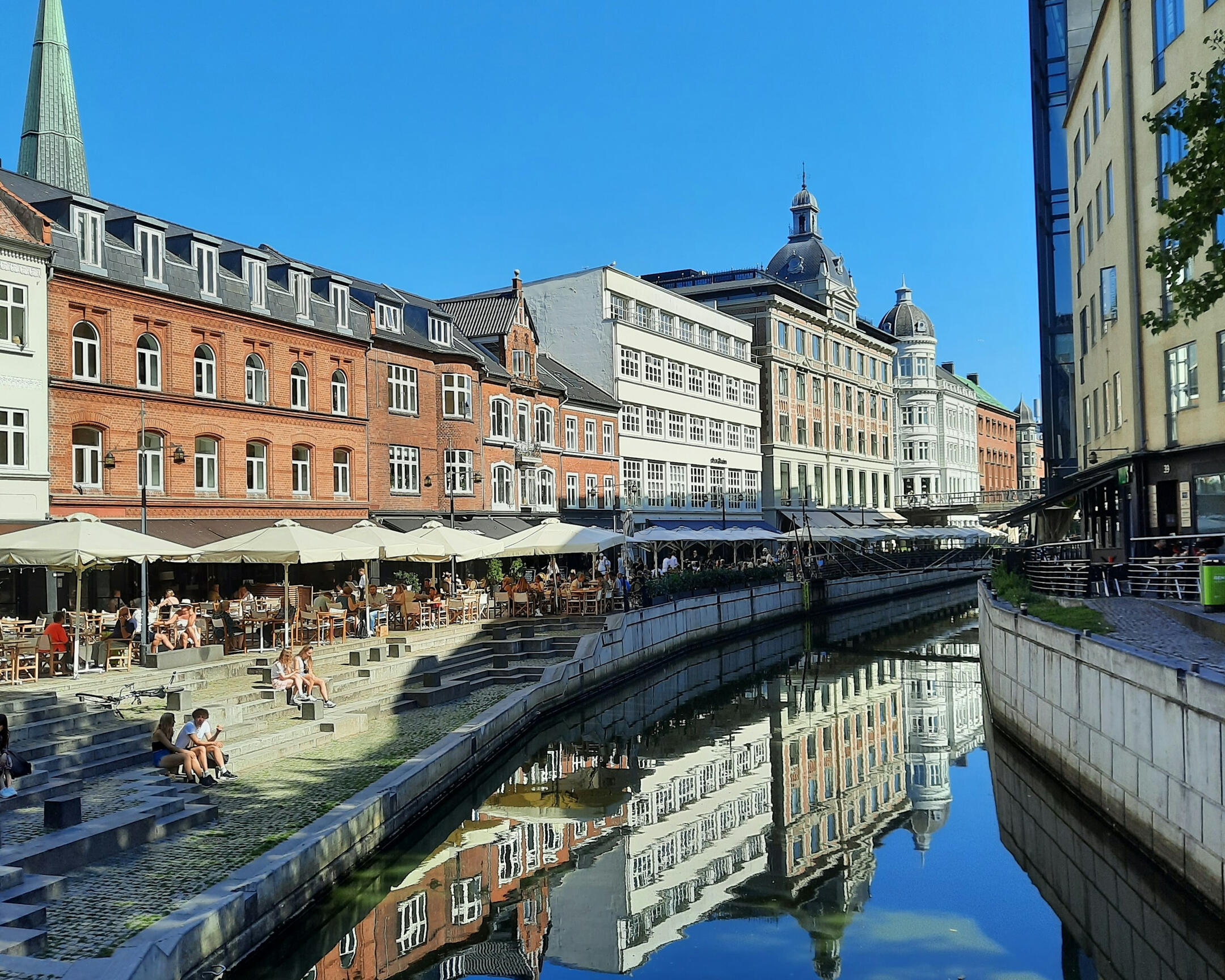 Guided tour group in the center of Aarhus